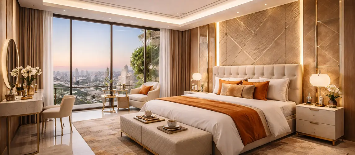 Master bedroom with city view